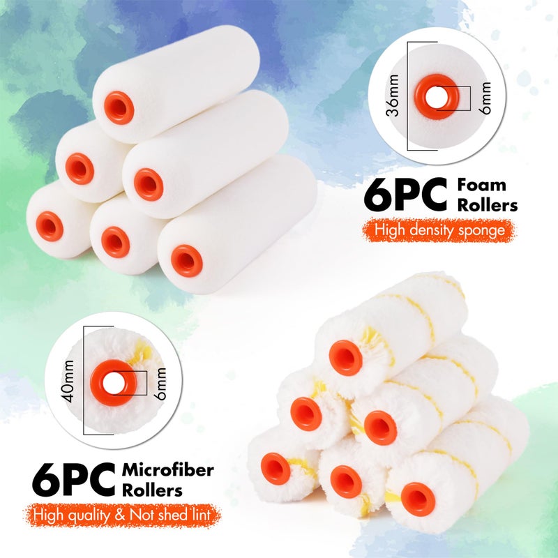 Valuemax 14 Piece 4 inch Paint Roller Kit Wall Treatments Tools for Decorate Cabinets, Doors, Craft Work, Orange & White - Image 3